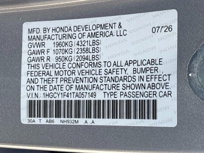 2026 Honda Accord Sedan SE