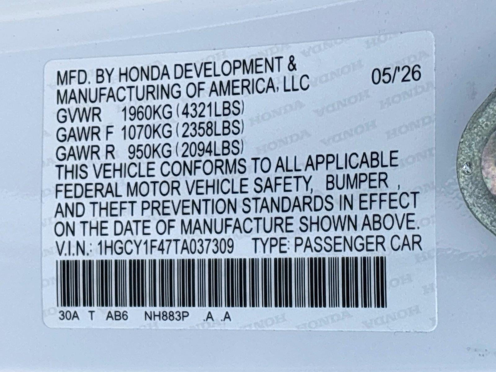 2026 Honda Accord Sedan SE