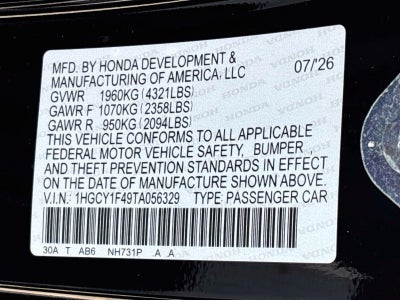 2026 Honda Accord Sedan SE