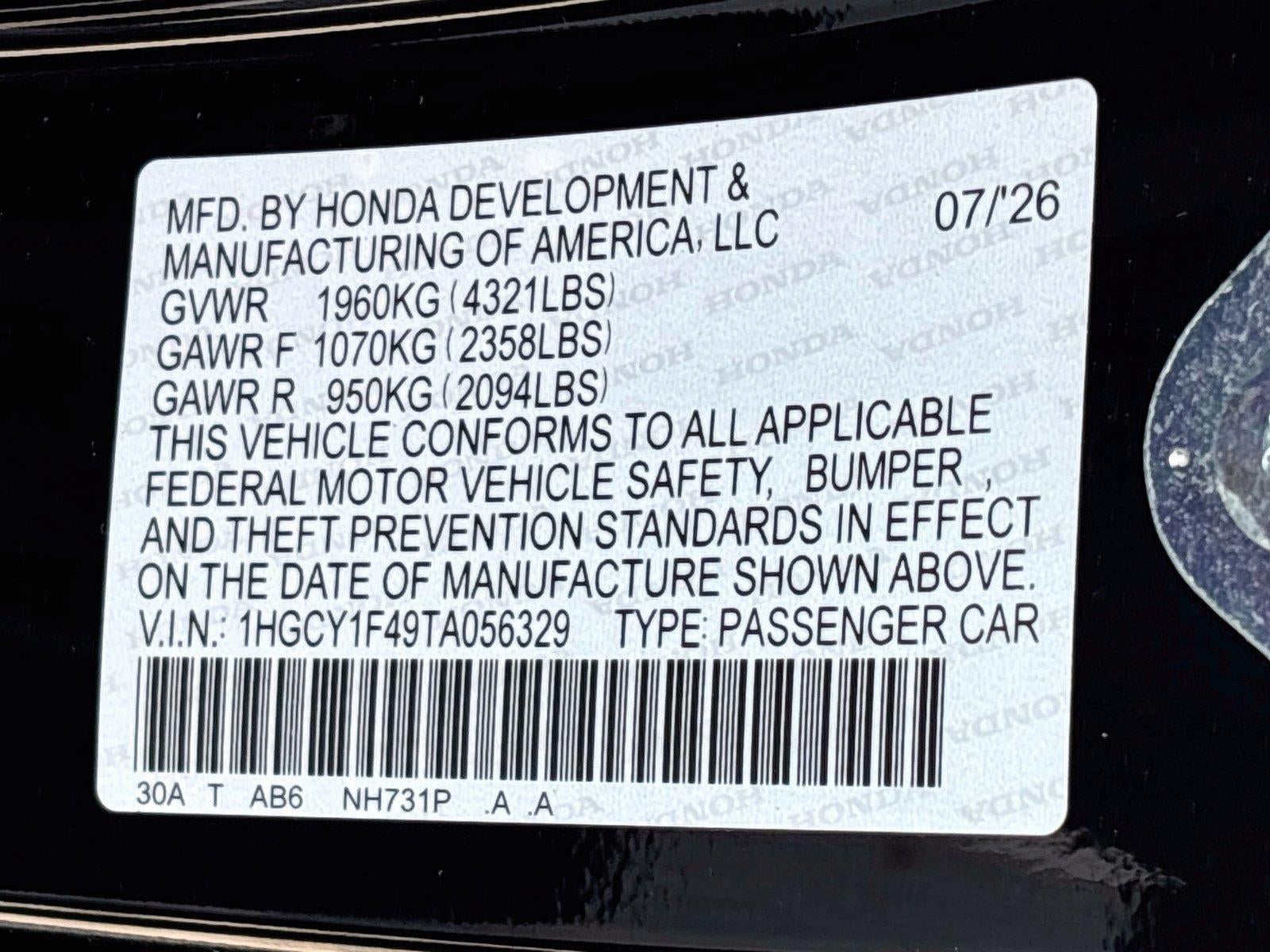 2026 Honda Accord Sedan SE