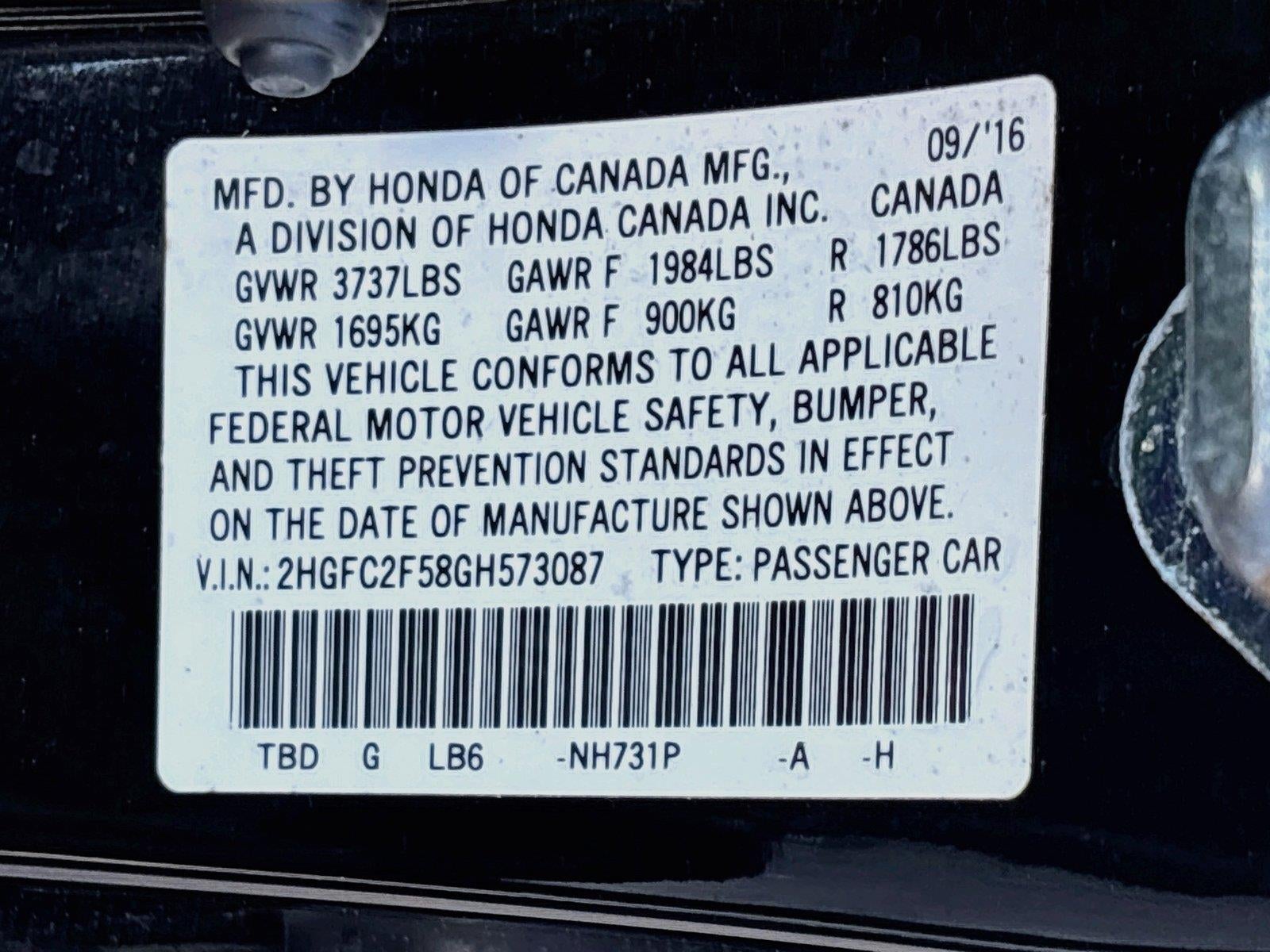 2016 Honda Civic Sedan LX