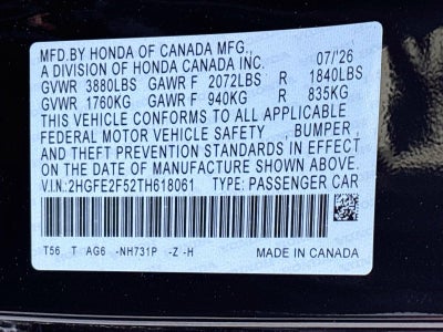 2026 Honda Civic Sedan Sport