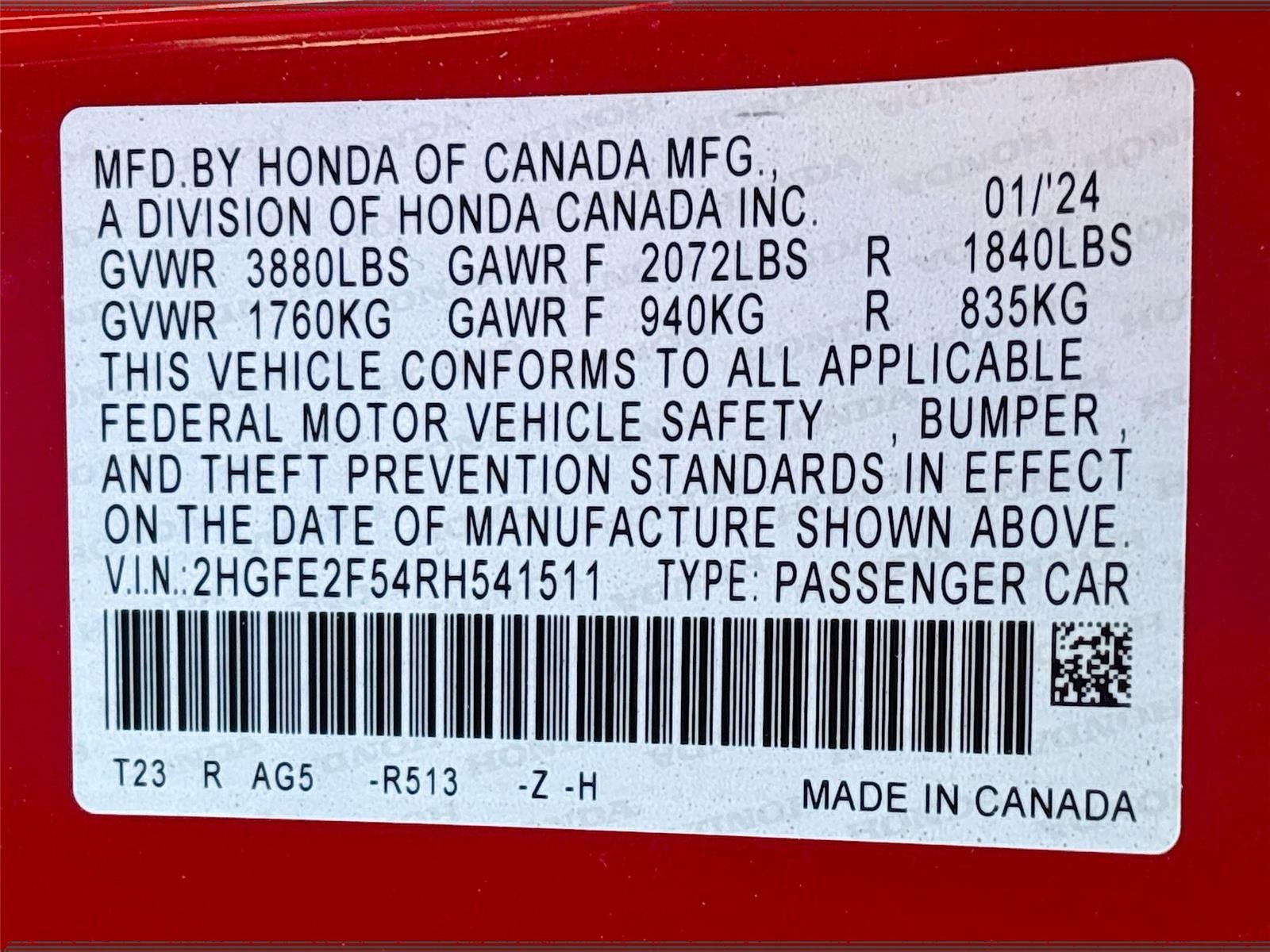 2024 Honda Civic Sport