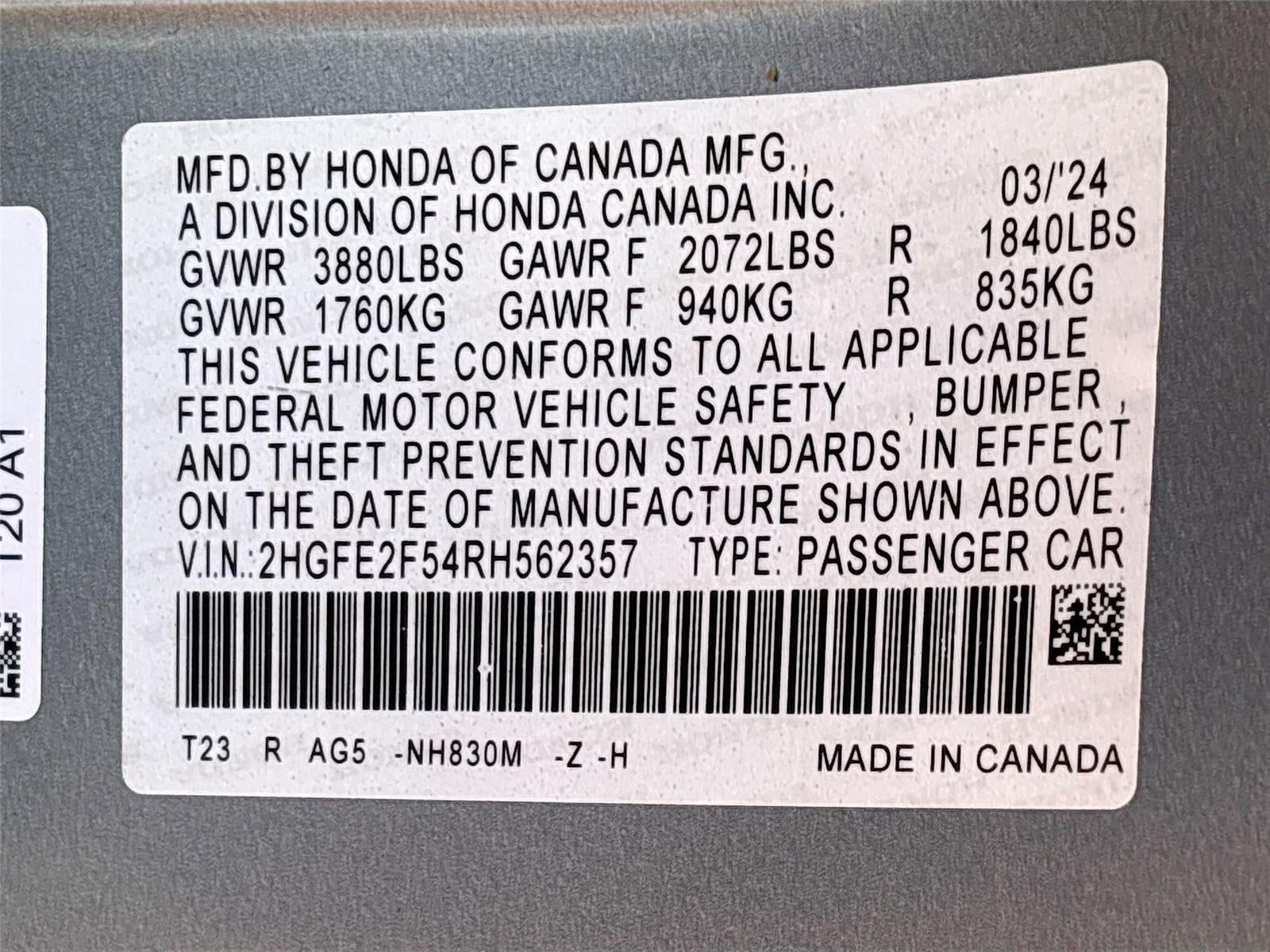 2024 Honda Civic Sedan Sport