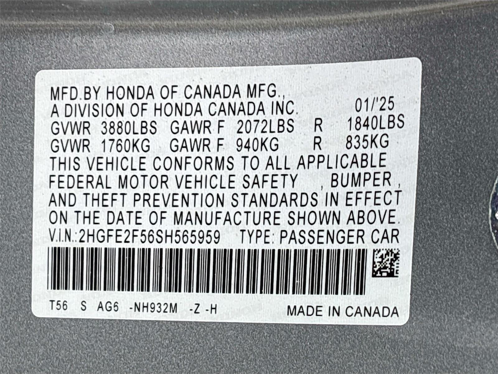 2025 Honda Civic Sedan Sport