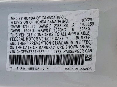2026 Honda Civic Sedan Hybrid Sport