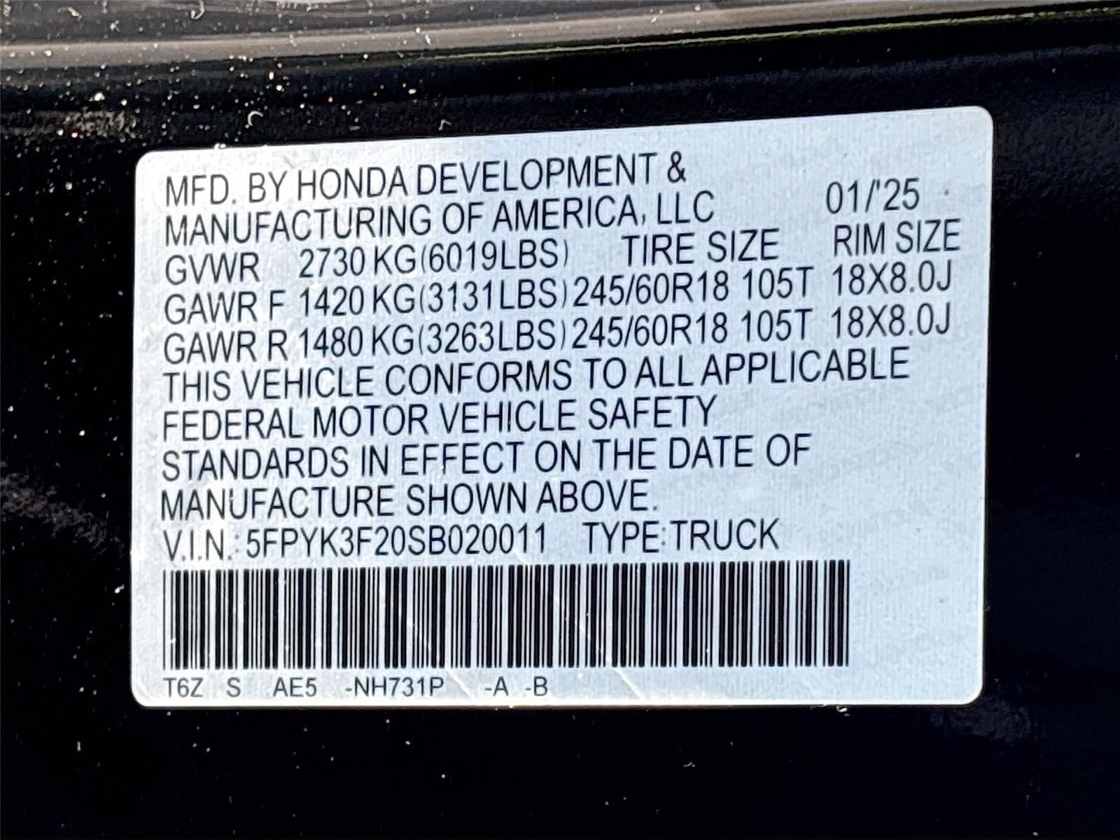 2025 Honda Ridgeline Sport+