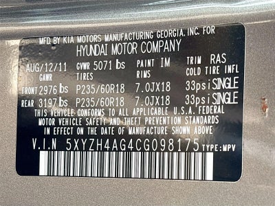 2012 Hyundai SANTA FE SE