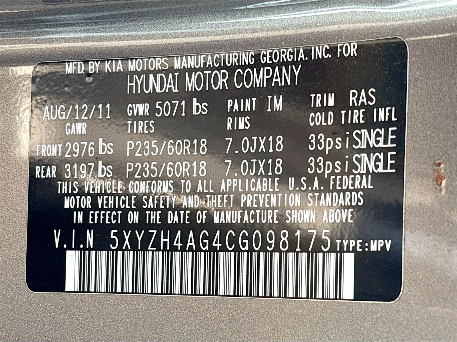 2012 Hyundai SANTA FE SE