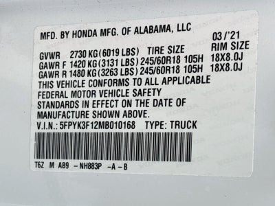 2021 Honda Ridgeline Sport