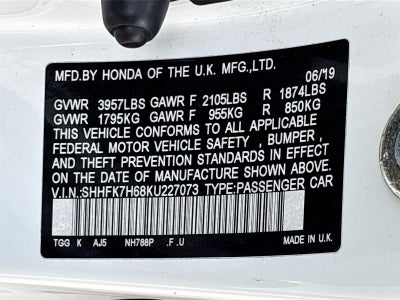 2019 Honda Civic Hatchback EX