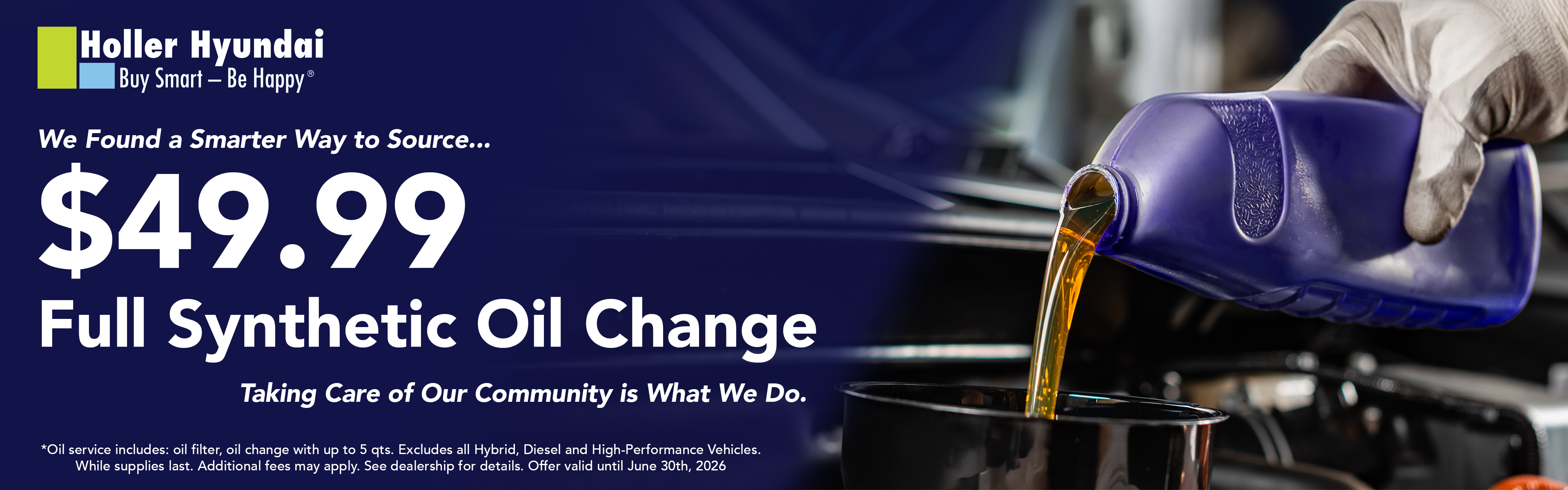 Full synthetic oil change, now with a new lower price.