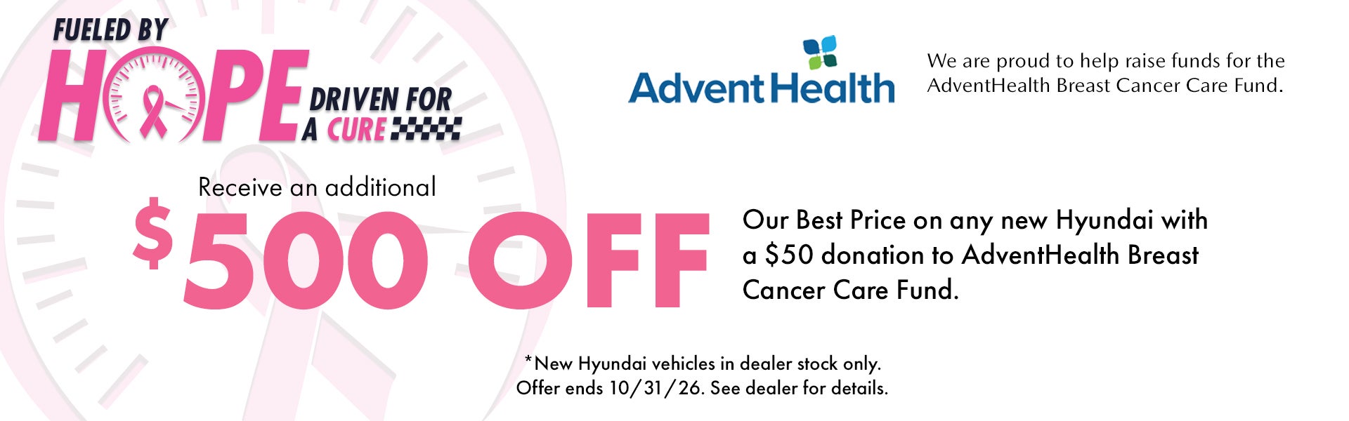Pink Out and get up to $500 off with donation of $50 or more