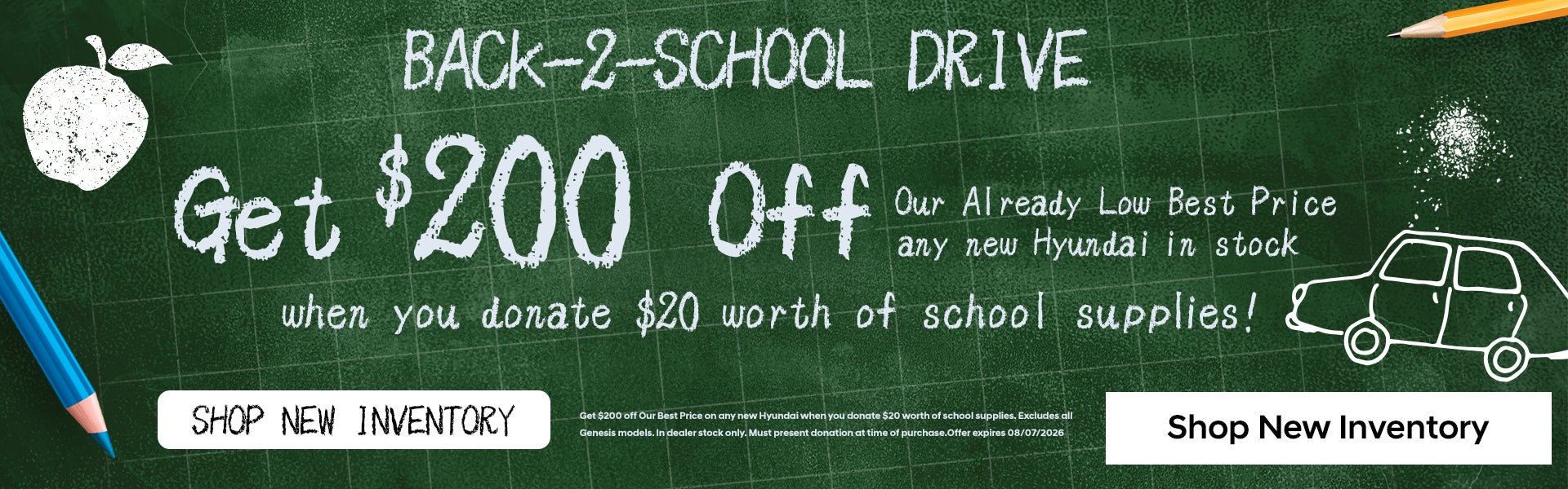Back 2 School Drive - $200 Off with $20 Donation