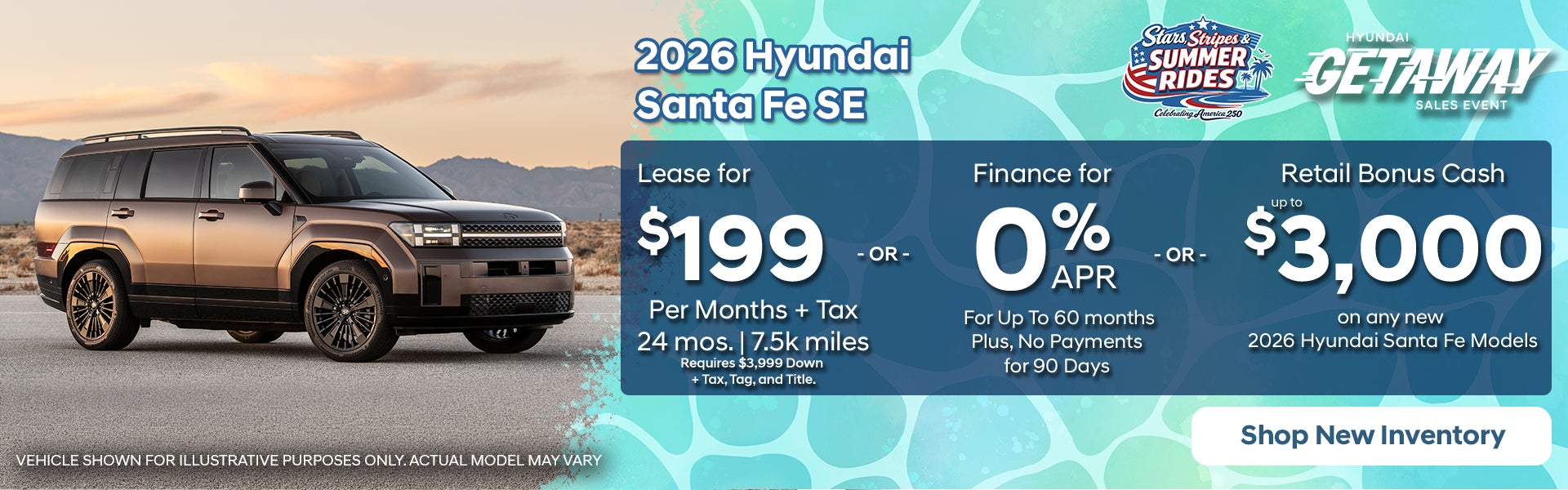 2026 Hyundai Santa Fe: Lease or Finance or Retail Bonus Cash