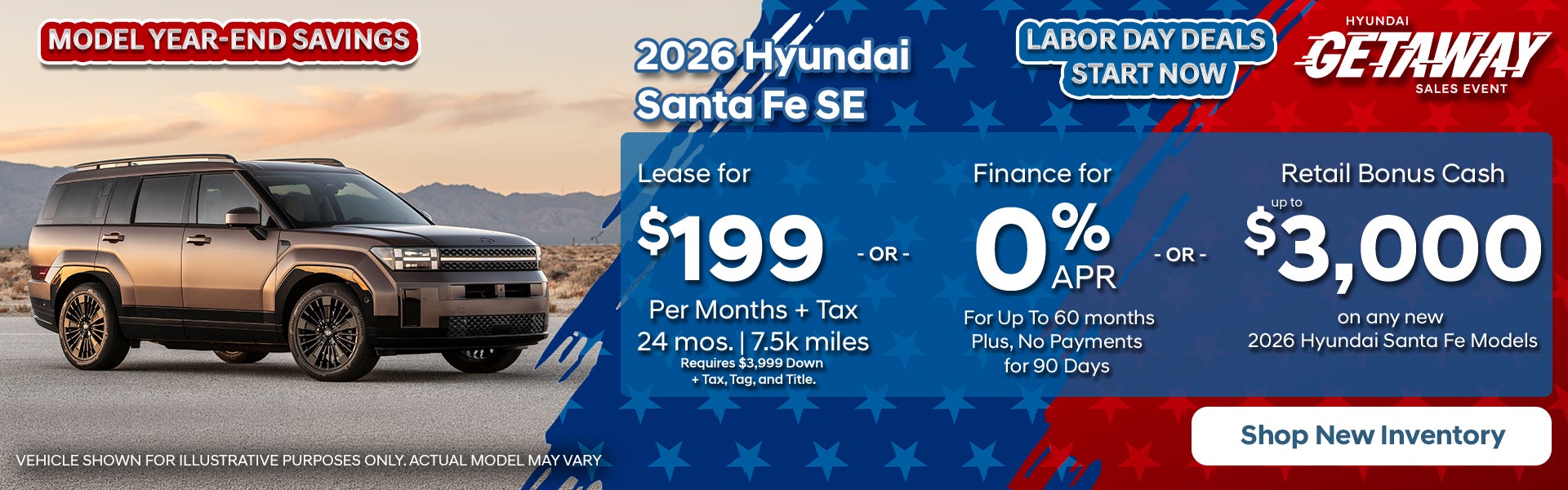 2026 Hyundai Santa Fe: Lease or Finance or Retail Bonus Cash