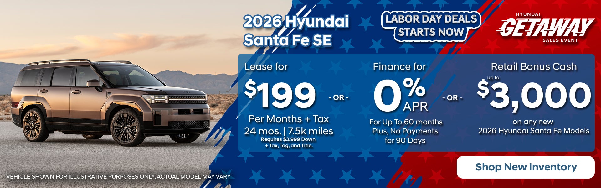 2026 Hyundai Santa Fe: Lease or Finance or Retail Bonus Cash
