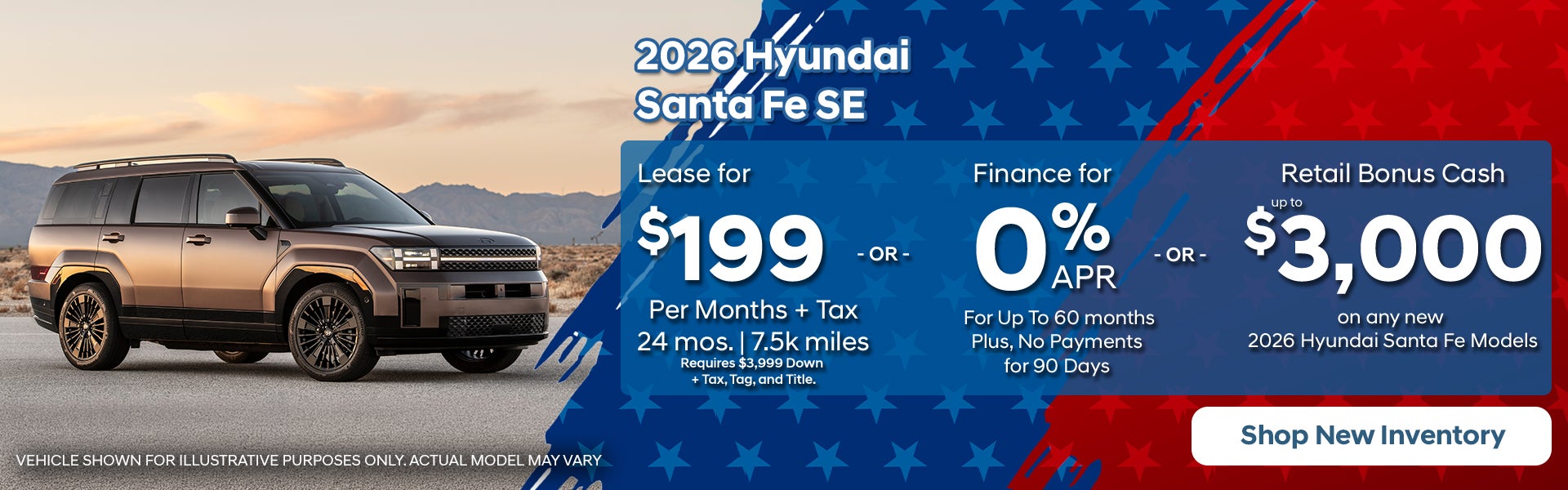 2026 Hyundai Santa Fe: Lease or Finance or Retail Bonus Cash